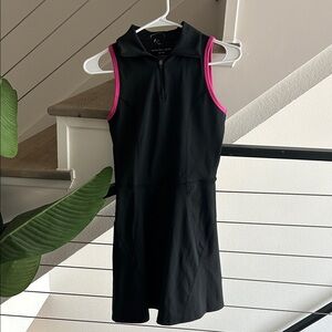 Black Sleeveless golf dress One-Piece Dress with Pink Trim